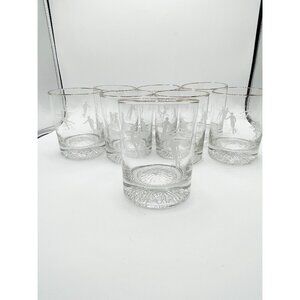 Set of Eight Vintage 1988 Calgary Winter Olympics Skating Rocks Whiskey Glasses